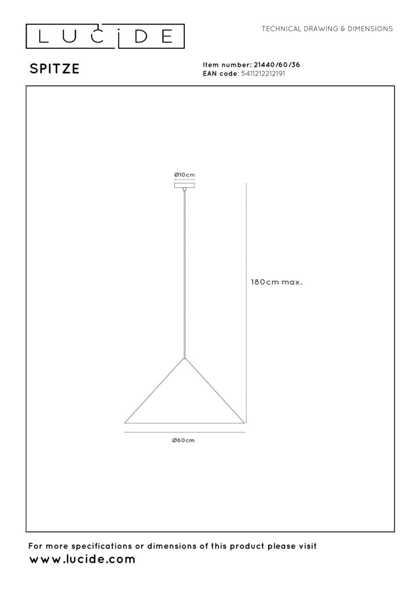 Подвесной светильник Lucide Spitze 21440/60/36