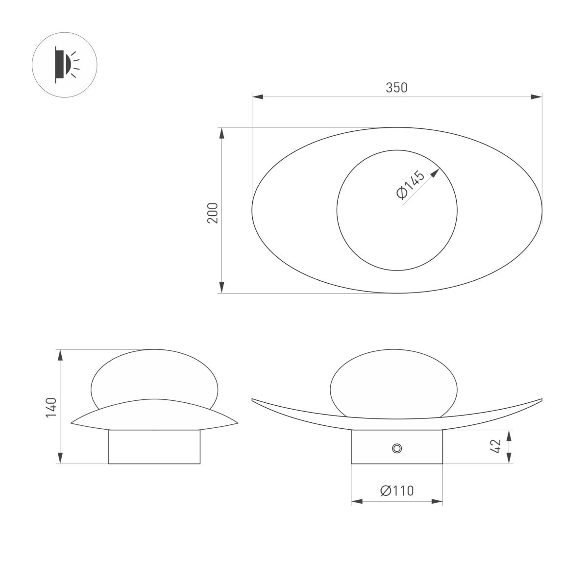 Настенный светильник Arlight  SP-PERLEN-WALL-L350-6W Warm3200-MIX (GD, 150 deg, 230V, TOUCH-DIM) (IP20 Металл) 057586