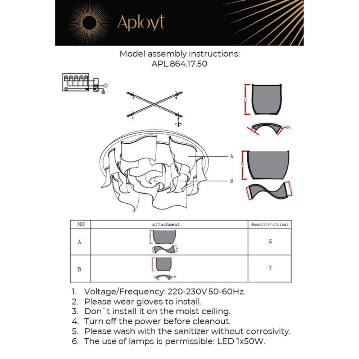 Потолочная люстра Aployt Annetta APL.864.17.50