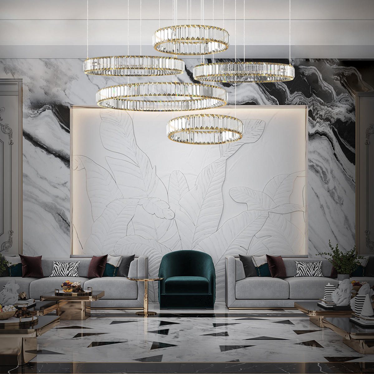 Подвесная люстра Loft IT Crystal ring 10135/5 Gold