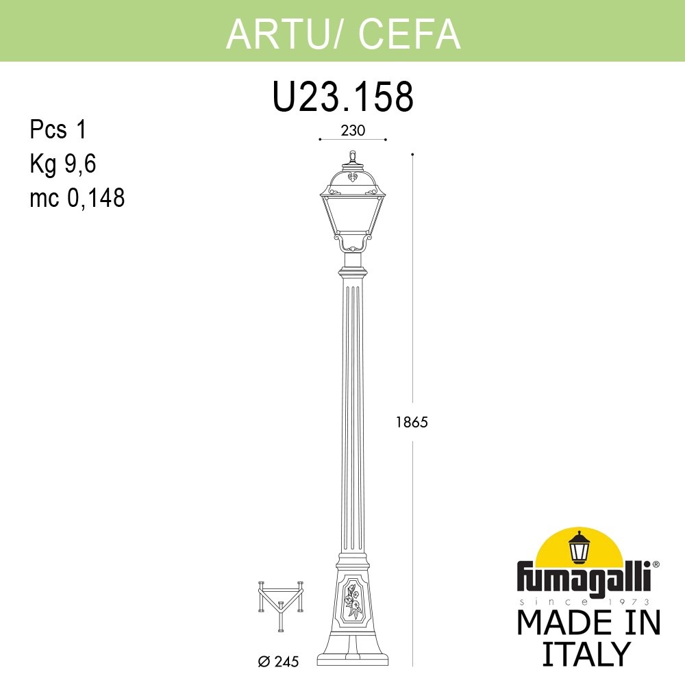 Садово-парковый светильник Fumagalli ARTU/CEFA U23.158.000.BXE27