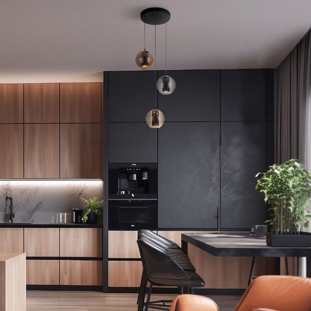 Подвесной светильник Eurosvet Cobble 50258/3 LED дымчатый/ бежевый/ шоколад a064554