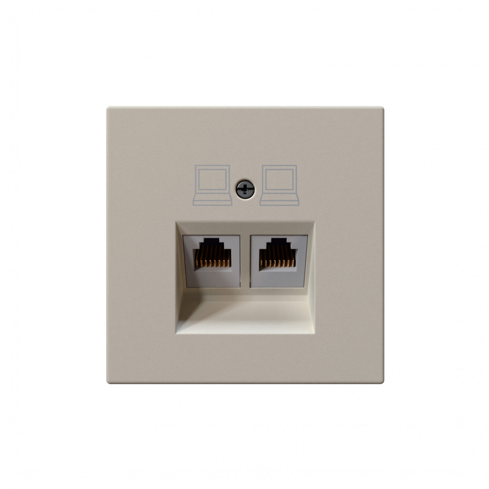 Интернет-розетка RJ45 двойная с накладкой, цвет Сахара Jasmart FD6106SH