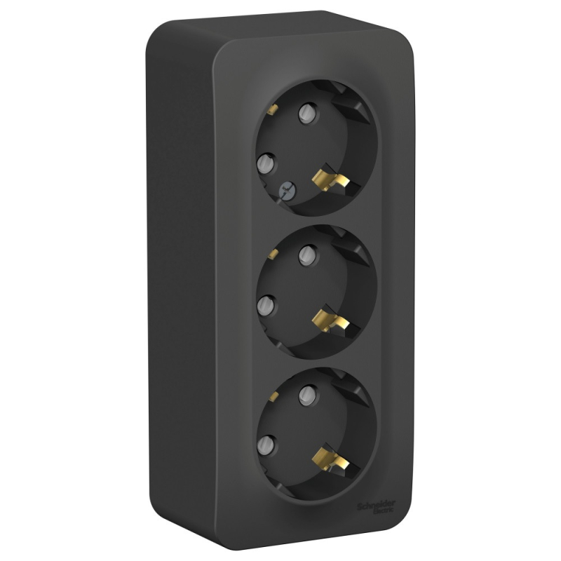 Розетка 3-ая с/з со шторками 16А, 250В, изолир. пластина Systeme Electric Blanca наруж Антрацит BLNRA011316