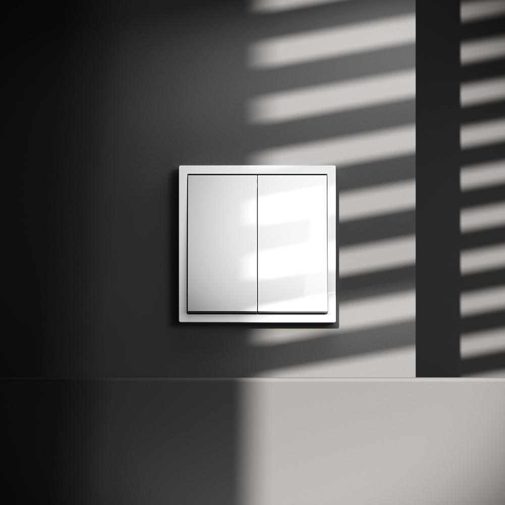 Проходной переключатель двухклавишный Voltum S70 VLS020301 (белый глянцевый)