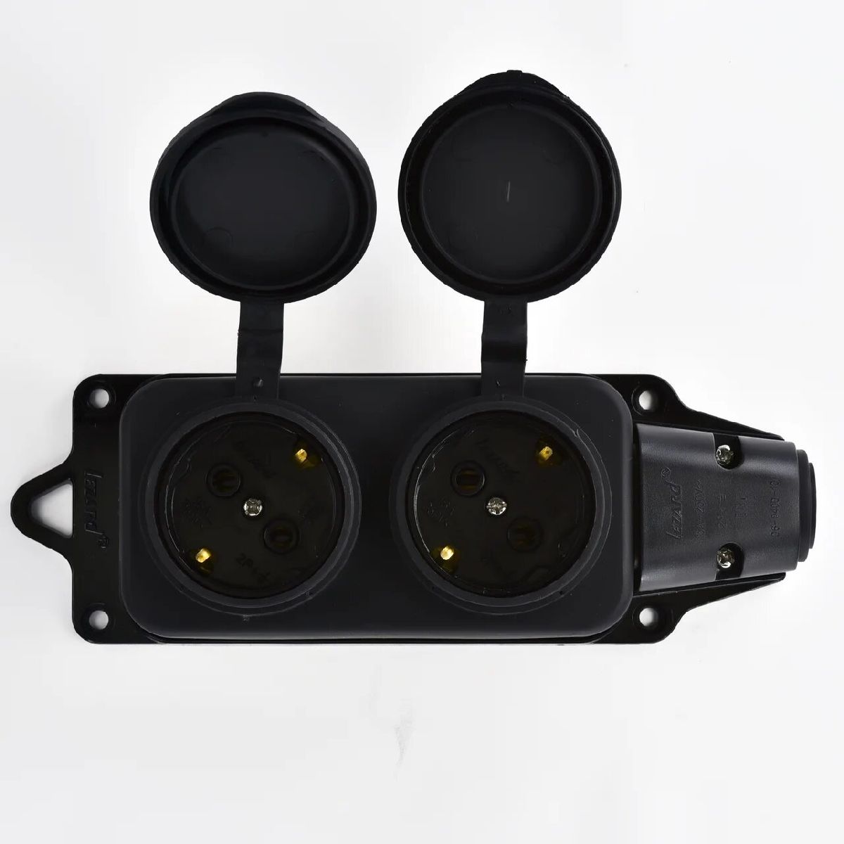 Розетка наружная двойная с заглушками Lezard Каучук 106-0400-0110/110