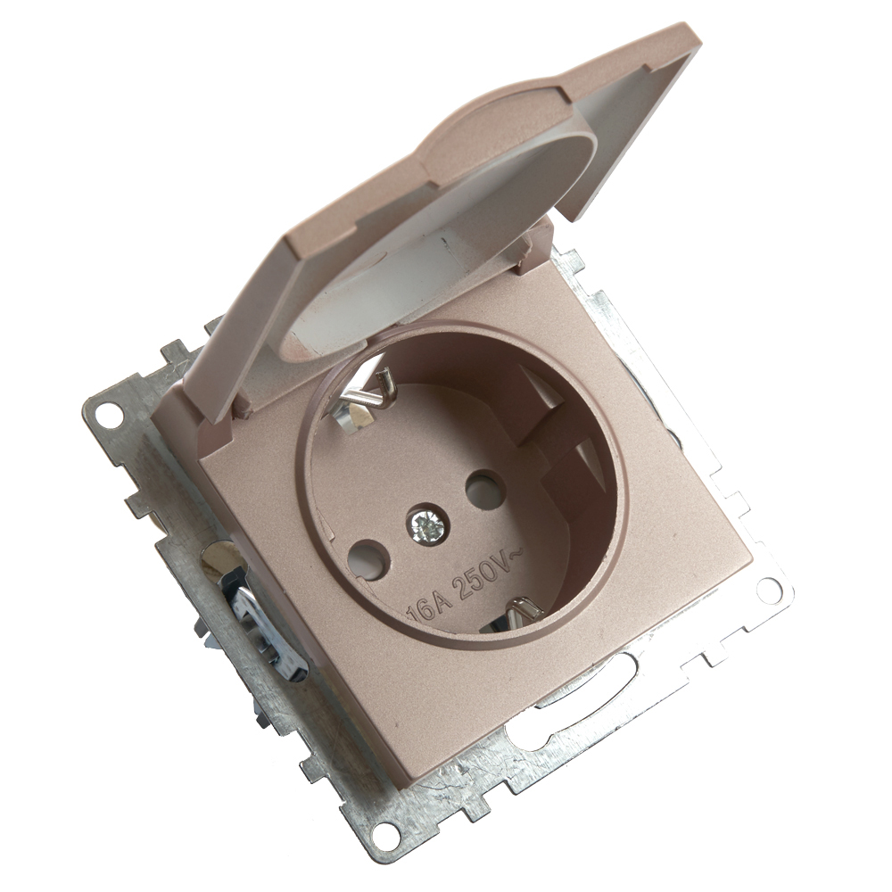 Розетка 1-местная с/з с защитной шторкой Stekker Катрин 39594