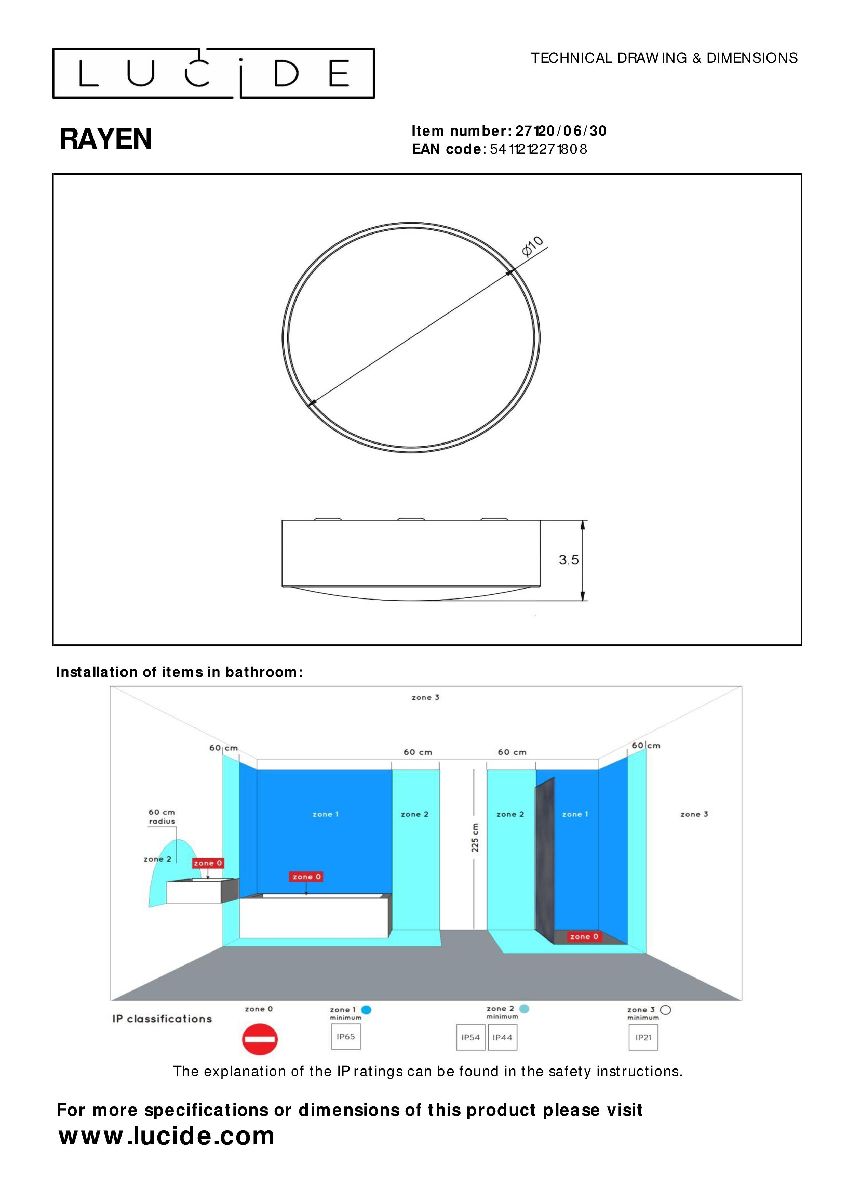 Потолочный светильник Lucide Rayen 27120/06/30