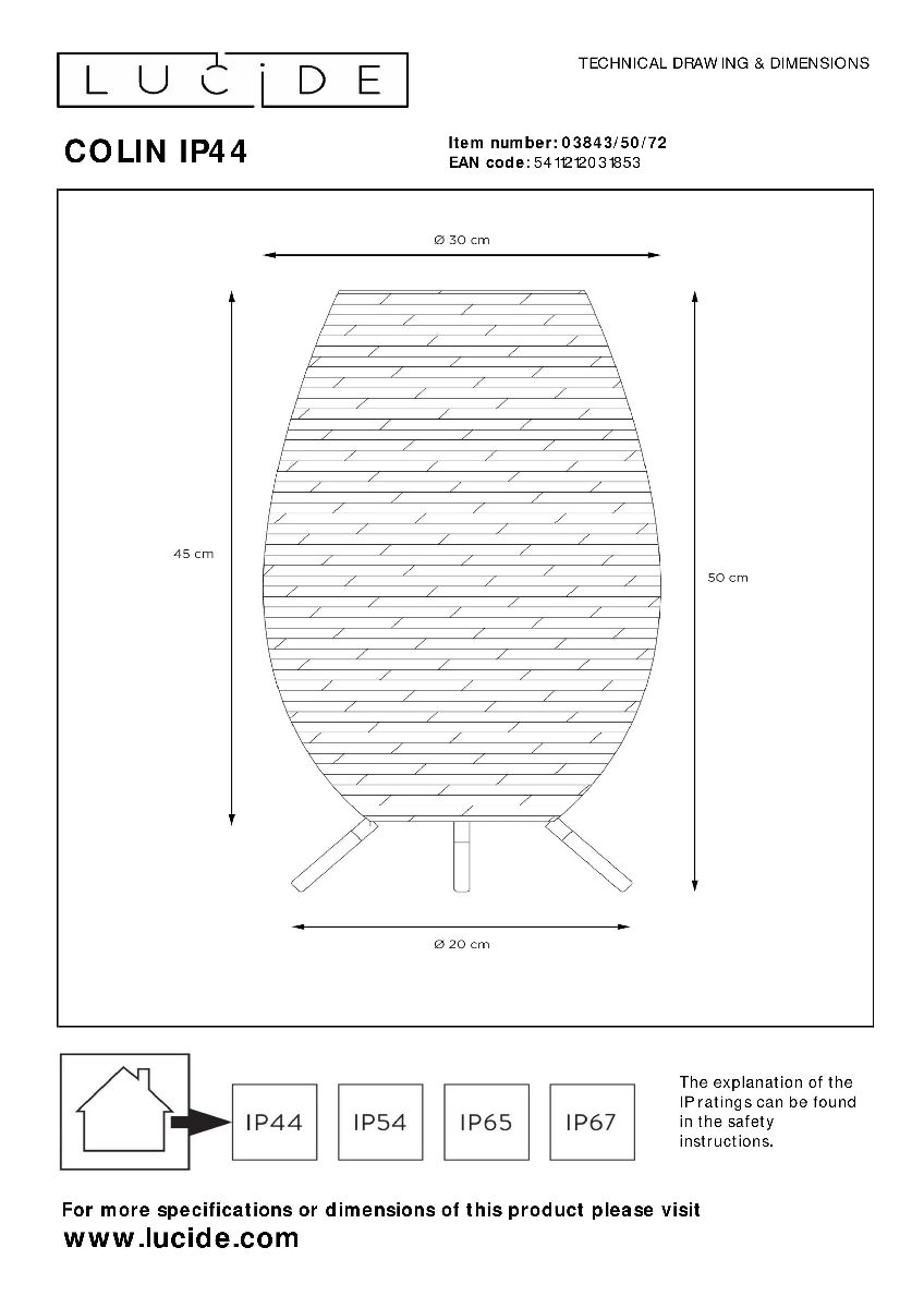 Настольная лампа Lucide Colin 03843/50/72
