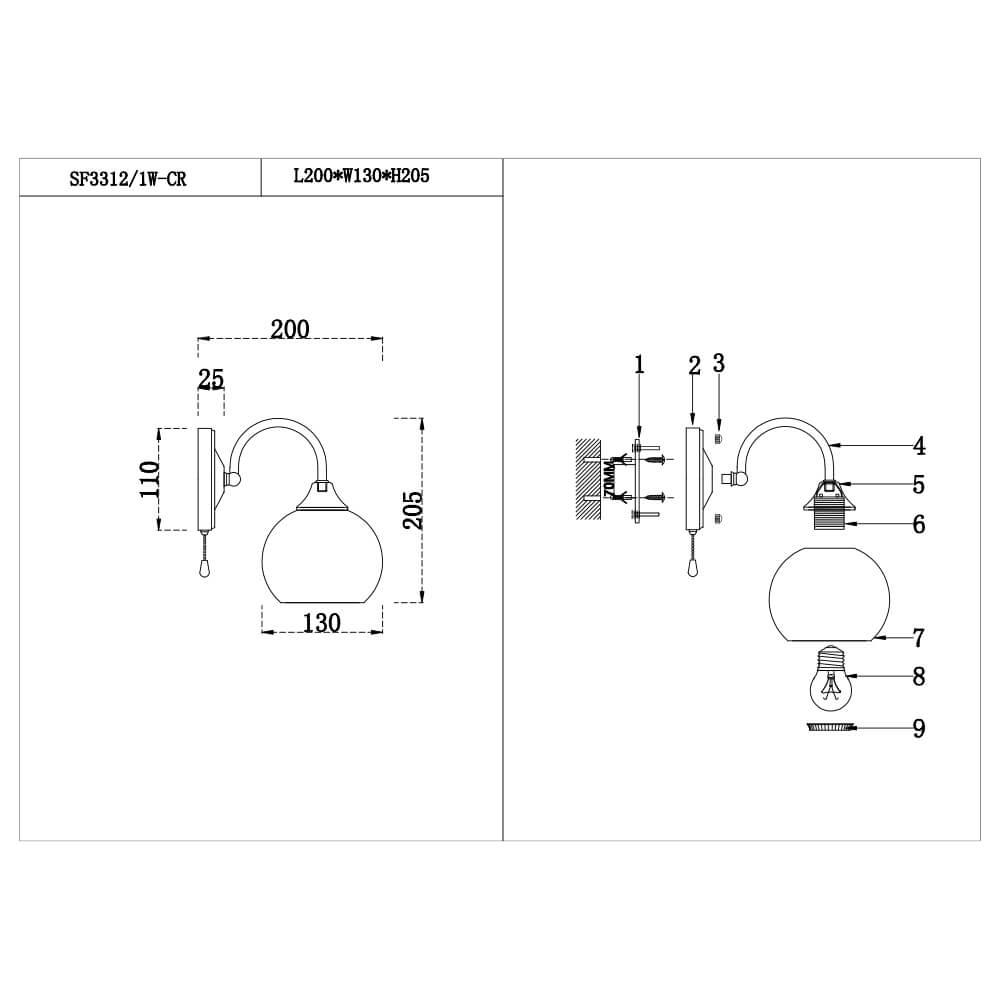 Бра Seven Fires Chezena SF3312/1W-CR