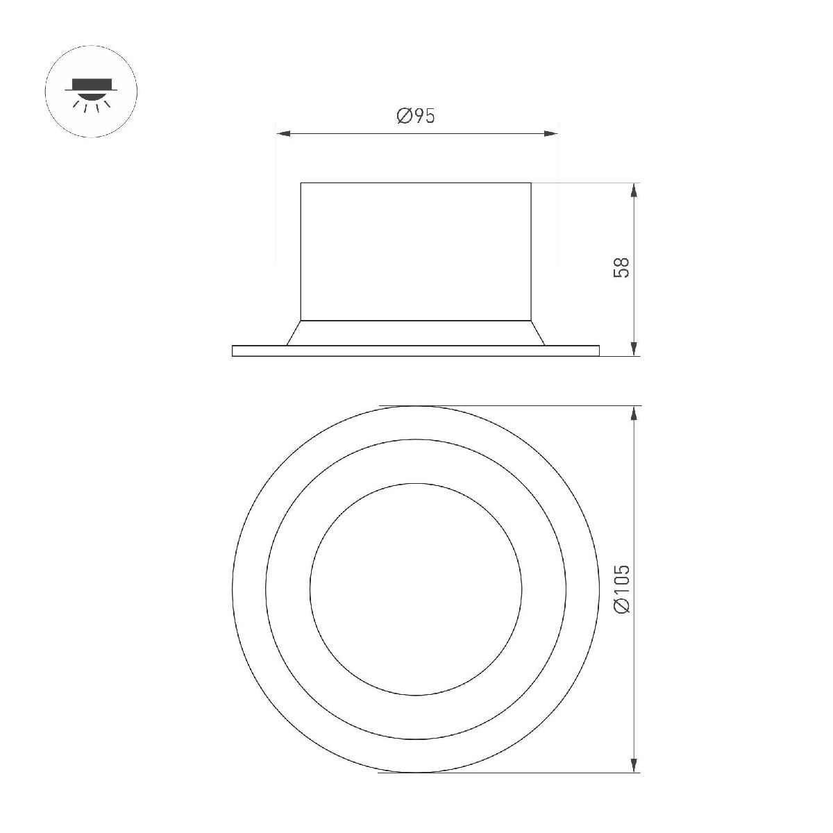 Встраиваемый светильник Arlight MS-DROP-BUILT-R105-14W Day4000 (WH, 85 deg, 230V) 040340