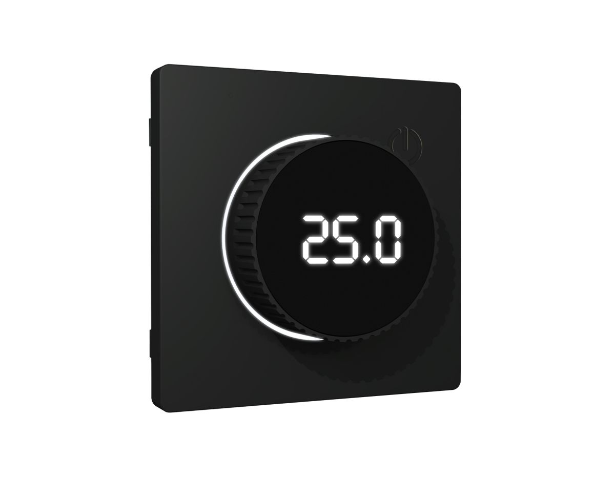 Лицевая панель Alfa (Черный матовый) для терморегулятора теплого пола с цифровым дисплеем Quant Ambrella Volt AP8058