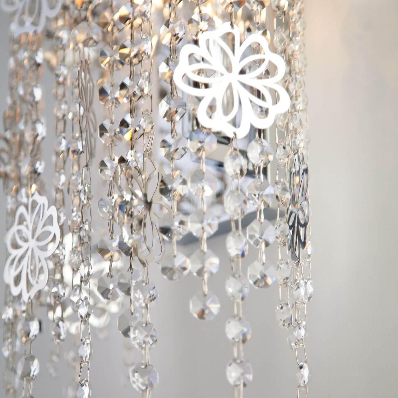 Настенный светильник Eurosvet Flower 10083/2 хром/прозрачный хрусталь Strotskis