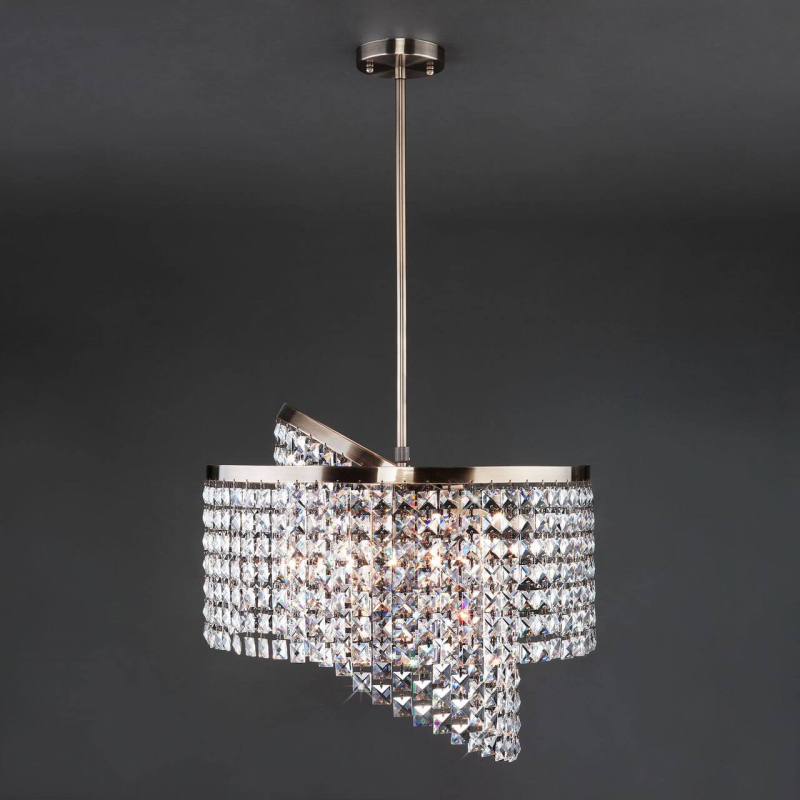 Подвесная люстра Eurosvet Leoni 10090/5 античная бронза/прозрачный хрусталь Strotskis