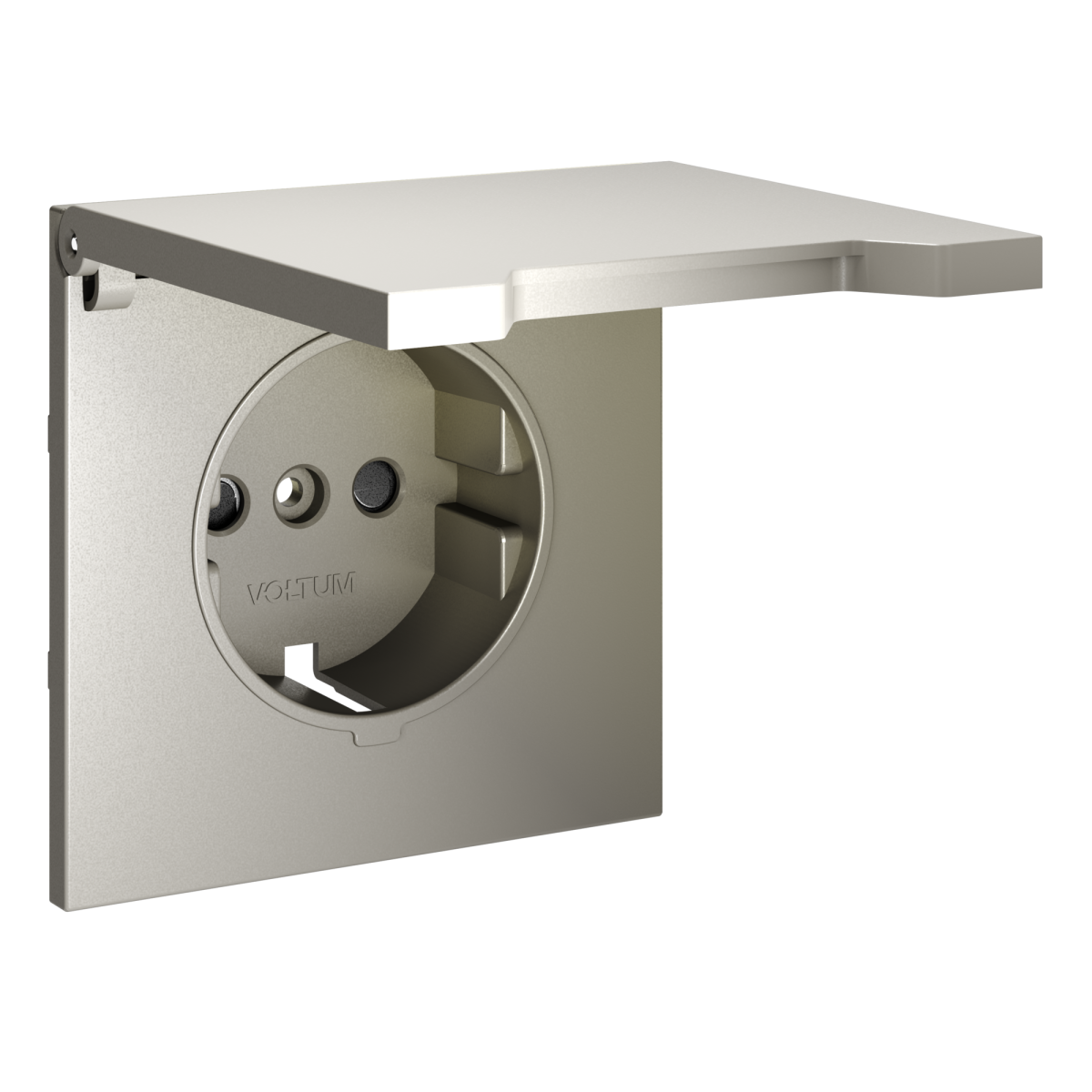 Накладка для розетки с заземлением, защитными шторками и крышкой Voltum S70 (шелк) VLS000804