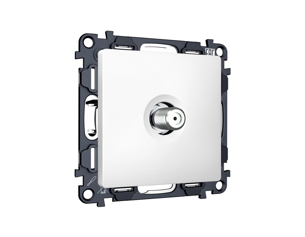 Комплект механизма TV розетки SAT 5-2400MHz 3.5dB Alfa Белый матовый Quant Ambrella Volt MA133050 (AP1330, VM215)