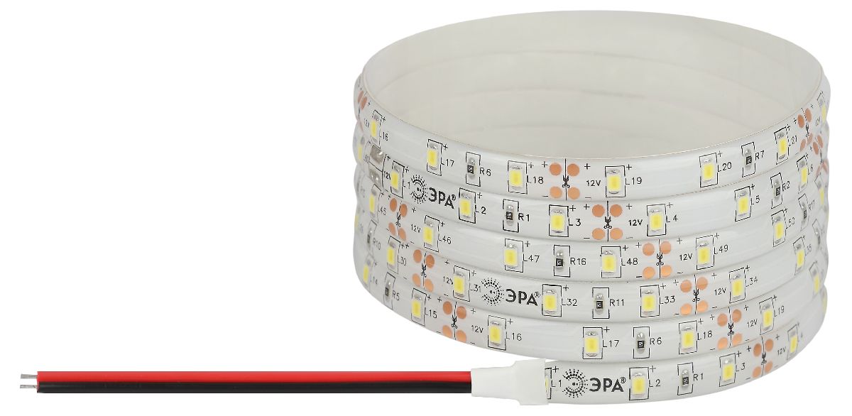 Светодиодная лента Эра 12В 2835 4,8Вт/м 6500K 5м IP65 LS2835-60LED-IP65-W-eco-5m Б0035590