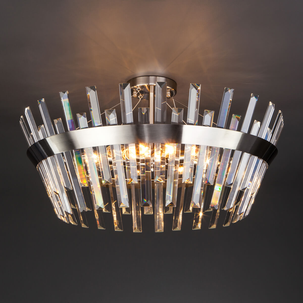 Люстра на штанге Eurosvet 10111/8 сатин-никель / прозрачный хрусталь Strotskis Smart a047847