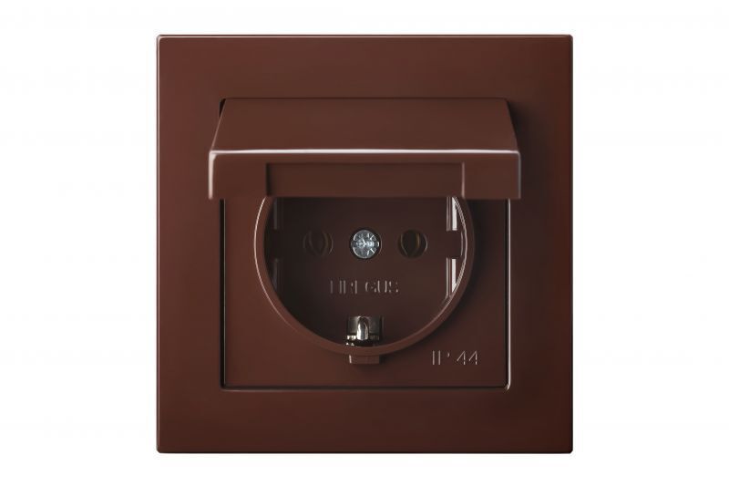 Розетка с заземлением и крышкой Liregus Epsilon 28-1368