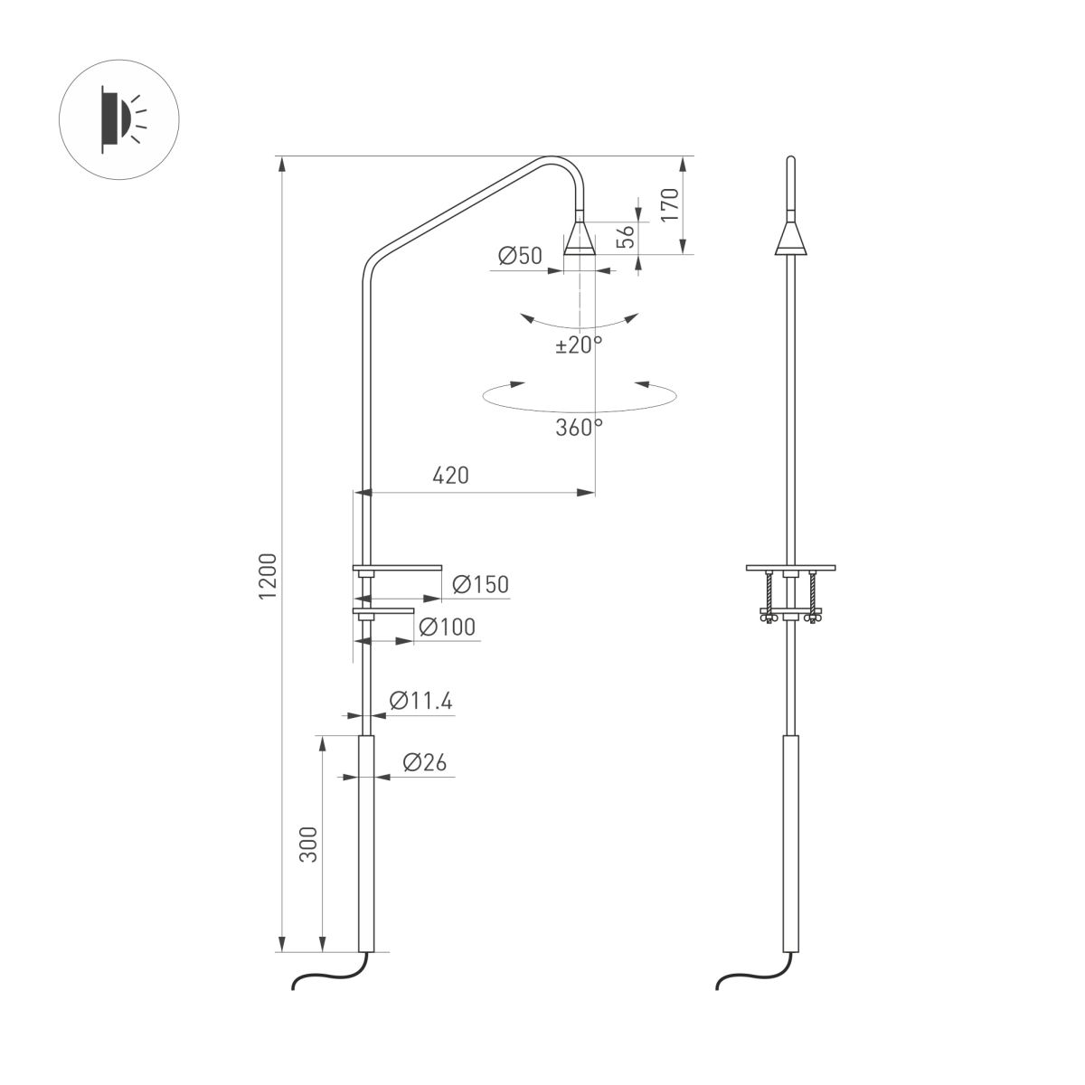 Настольная лампа Arlight SP-RINAR-TAB-5W Warm3000 (BK, 36 deg, 230V) (IP20 Металл) 059324