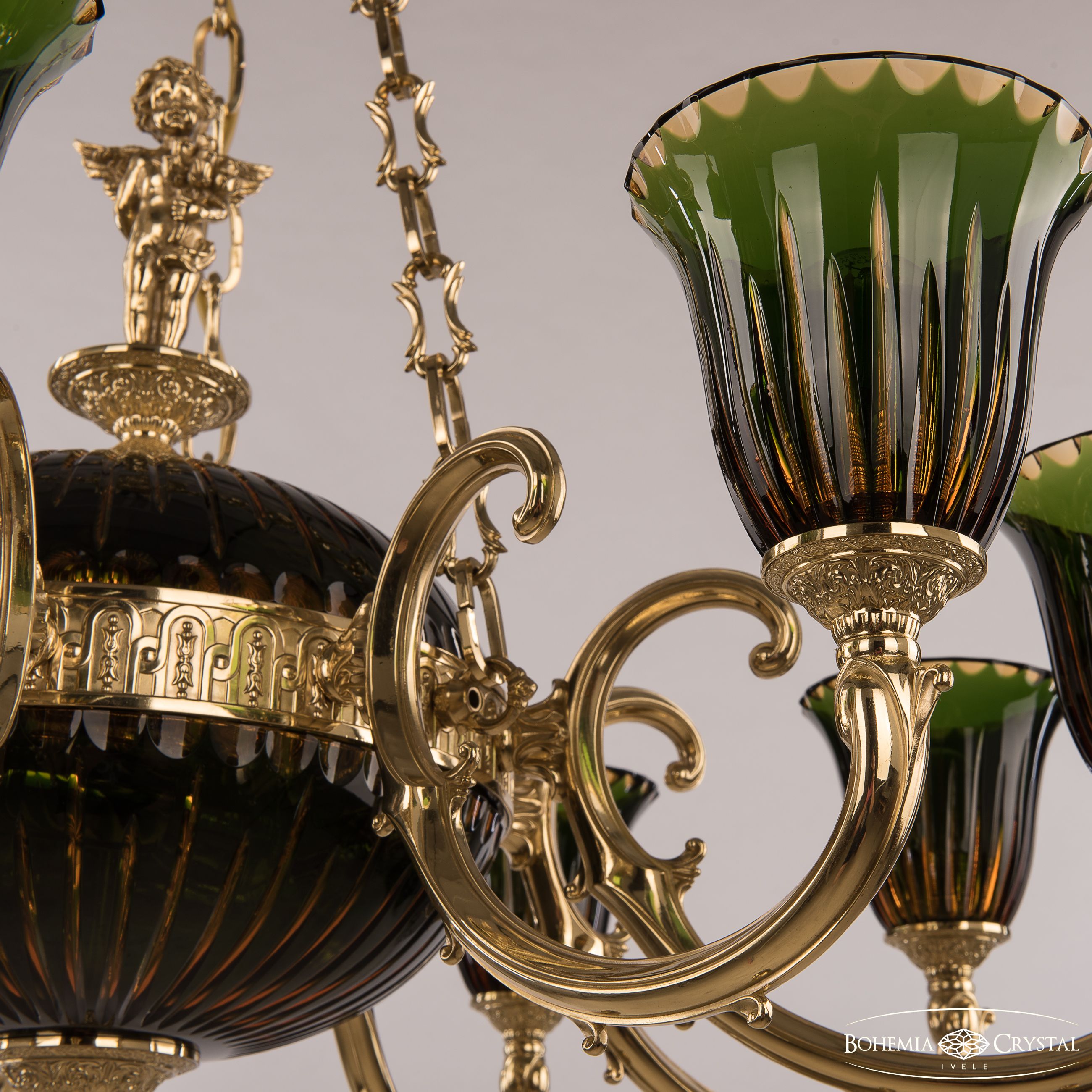 Подвесная люстра Bohemia Ivele Crystal Verona 72009P/9/250 G P2 U Amber-Green/H-1K Y8 FA10B