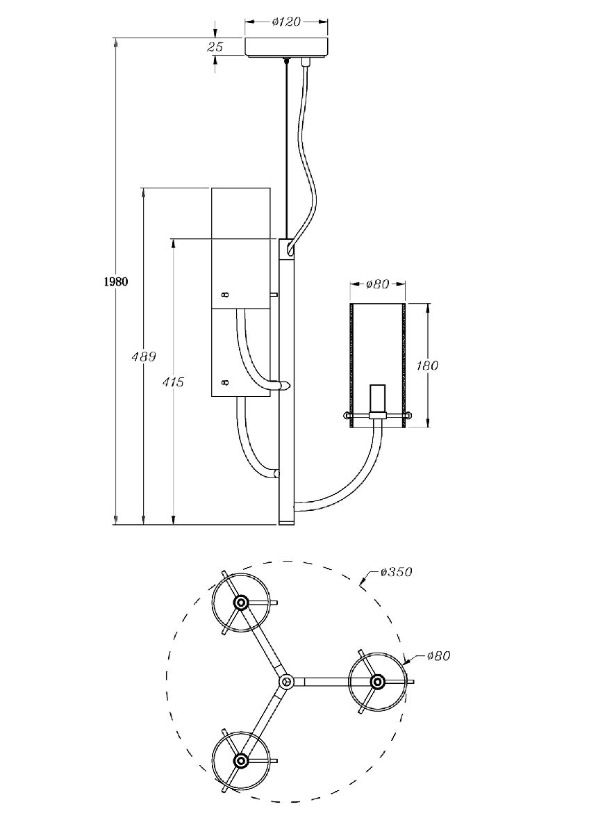 Подвесной светильник Maytoni Arco MOD223PL-03BS