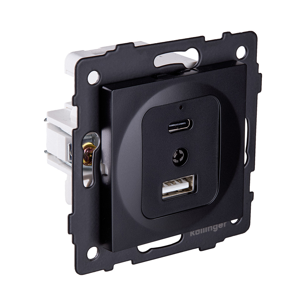 Розетка USB A+C 20W, черный Kollinger REA-037BK для Aspekt, Eleganz, Reflex
