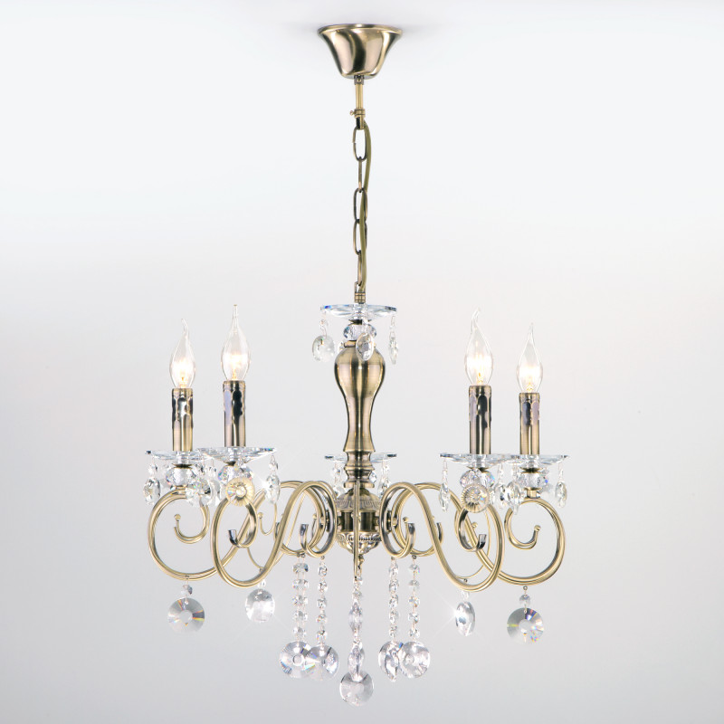 Подвесная люстра Eurosvet 10104/5 античная бронза/прозрачный хрусталь Strotskis