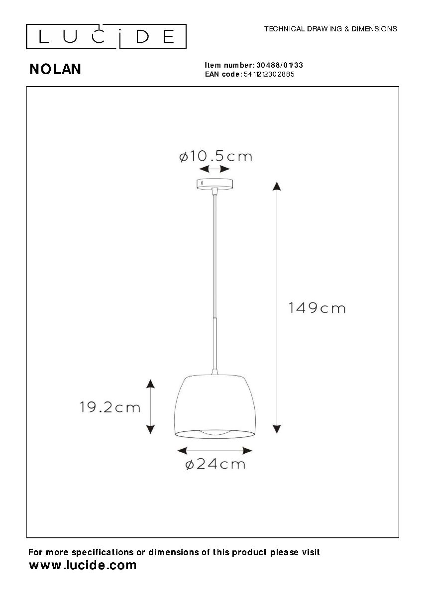 Подвесной светильник Lucide Nolan 30488/01/33