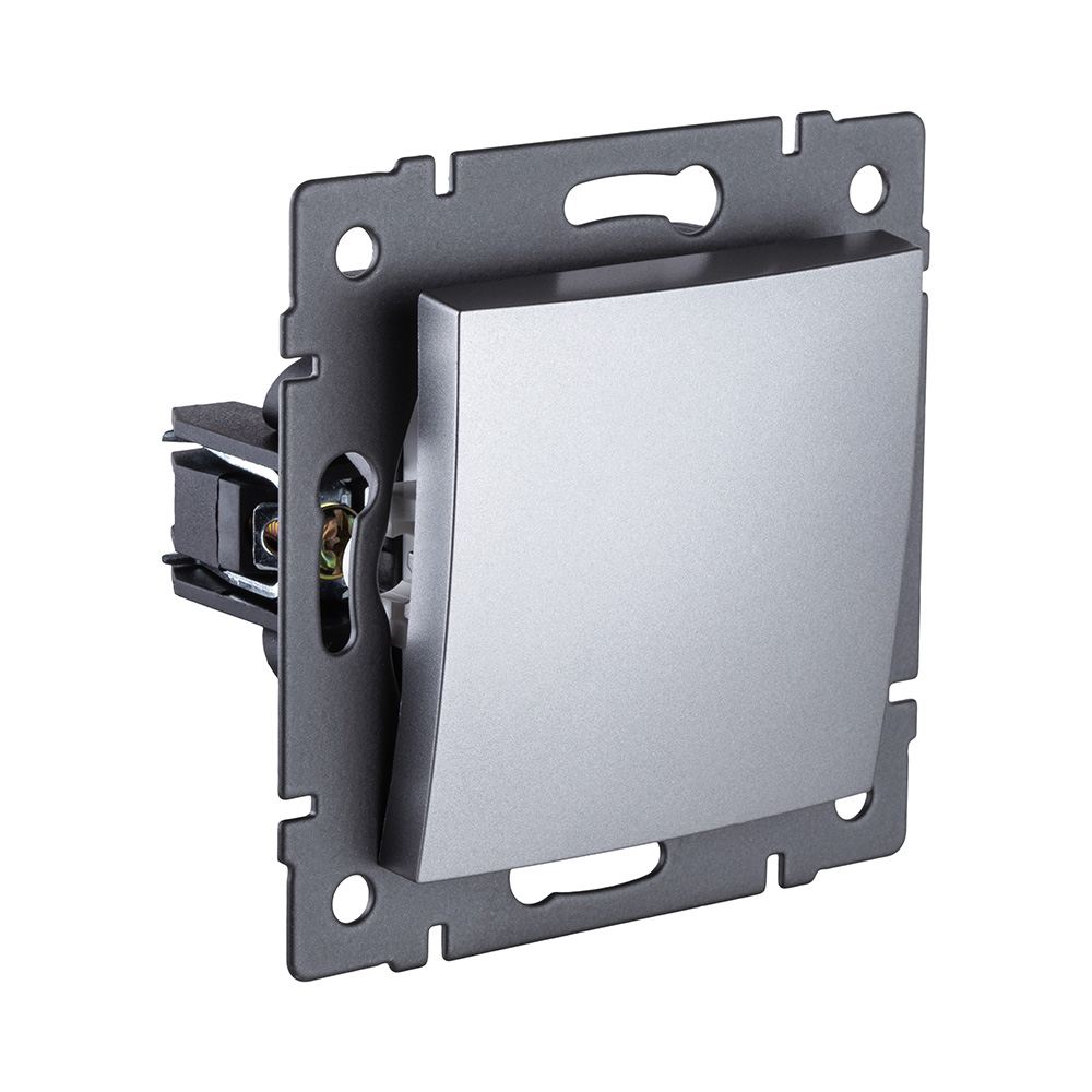 Выключатель 1-клавишный перекрестный 10А/250В, изогнутый, серый Kollinger REA-R-006GY для Aspekt, Eleganz, Reflex