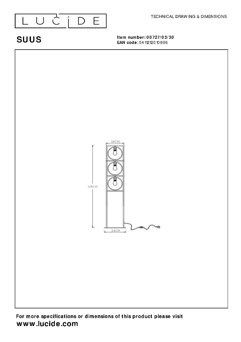 Торшер Lucide Suus 00727/03/30