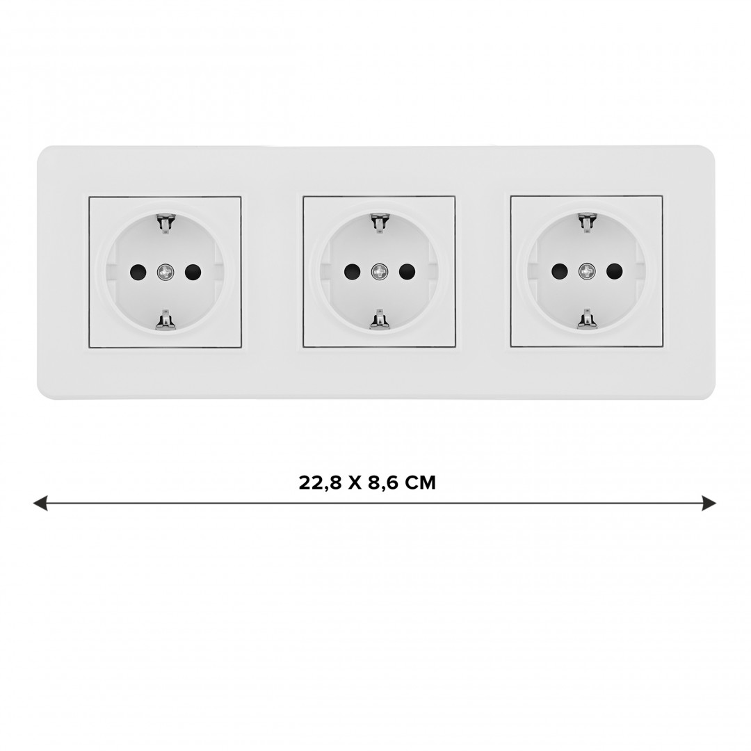 Розетка тройная (трехпостовая) с/з и шторками Arte Milano SET16-3-40-1x3 white