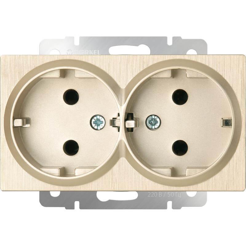 Розетка двойная Werkel шампань рифленый WL10-SKG-02-IP20 4690389131301