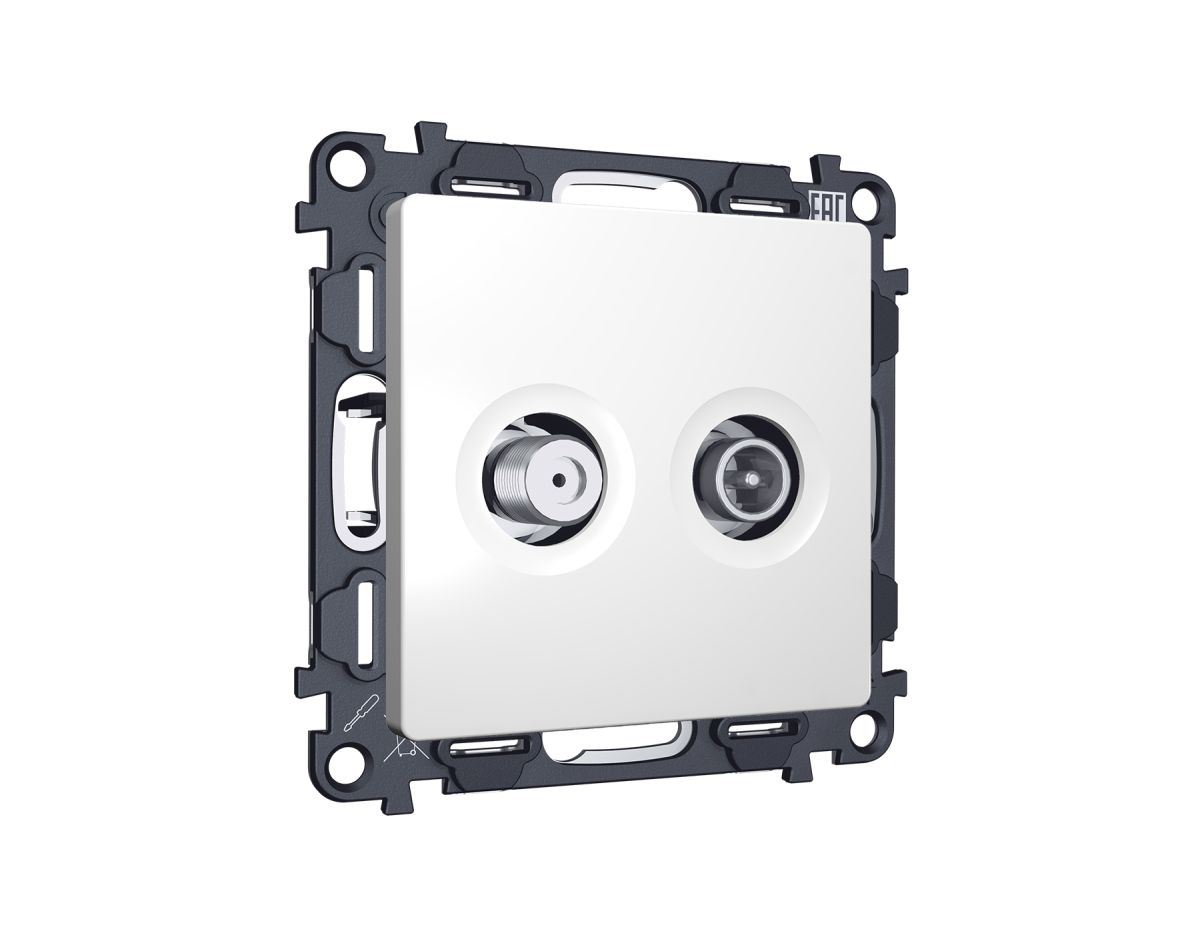 Комплект механизма розетки TV оконечной + SAT 5-862MHz 3.5dB/950-2150MHz 3.5dB Alfa Белый матовый Quant Ambrella Volt MA133310 (AP1333, VM217)