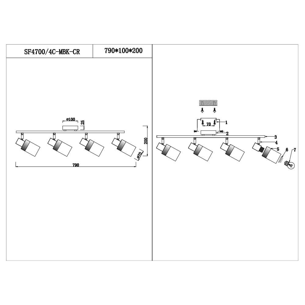 Спот Seven Fires Tina SF4701/4C-MBK-CR