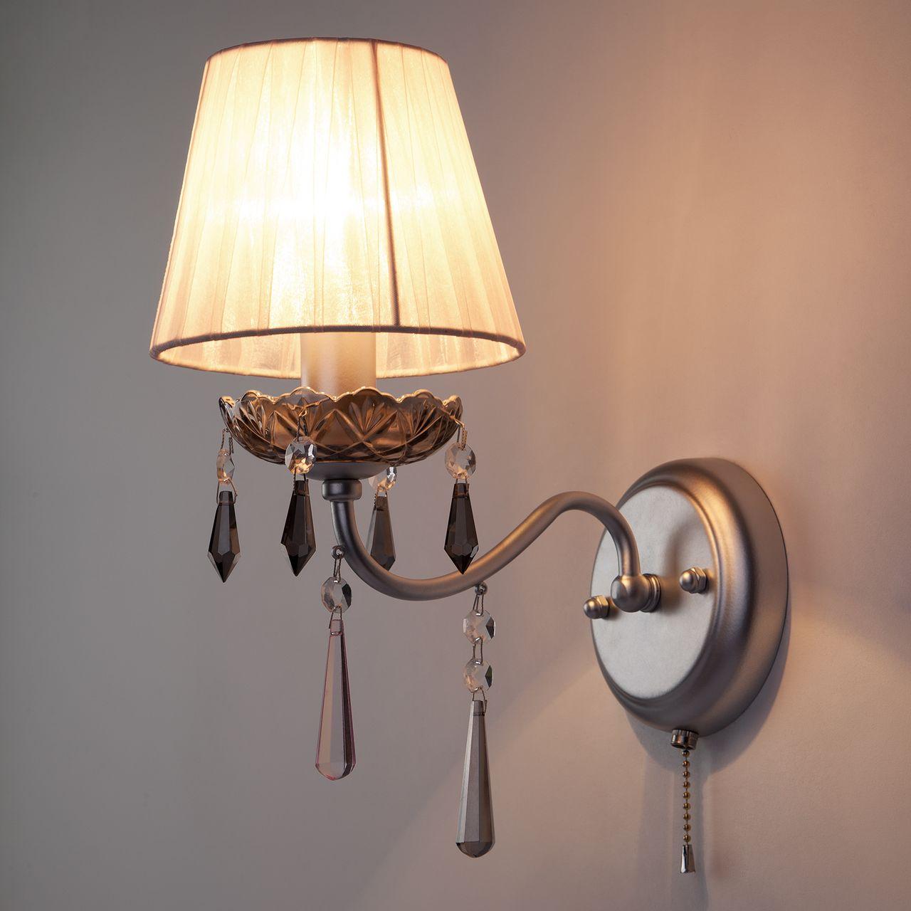 Бра Eurosvet Rosetta 10086/1 серебро/дымчатый хрусталь Strotskis