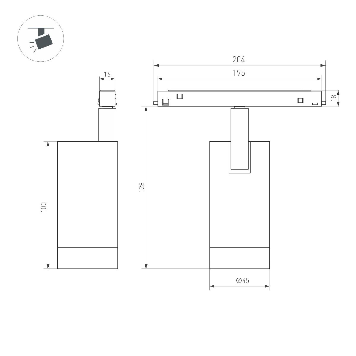 Трековый магнитный светильник Arlight MAG-ORIENT-SPOT-R45-12W Day4000-MIX (BK, 24 deg, 48V, TUYA) 047019