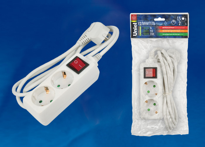 Удлинитель (02912) 2гн х 1,5м с/з Uniel Standard S-GCD2-1,5B