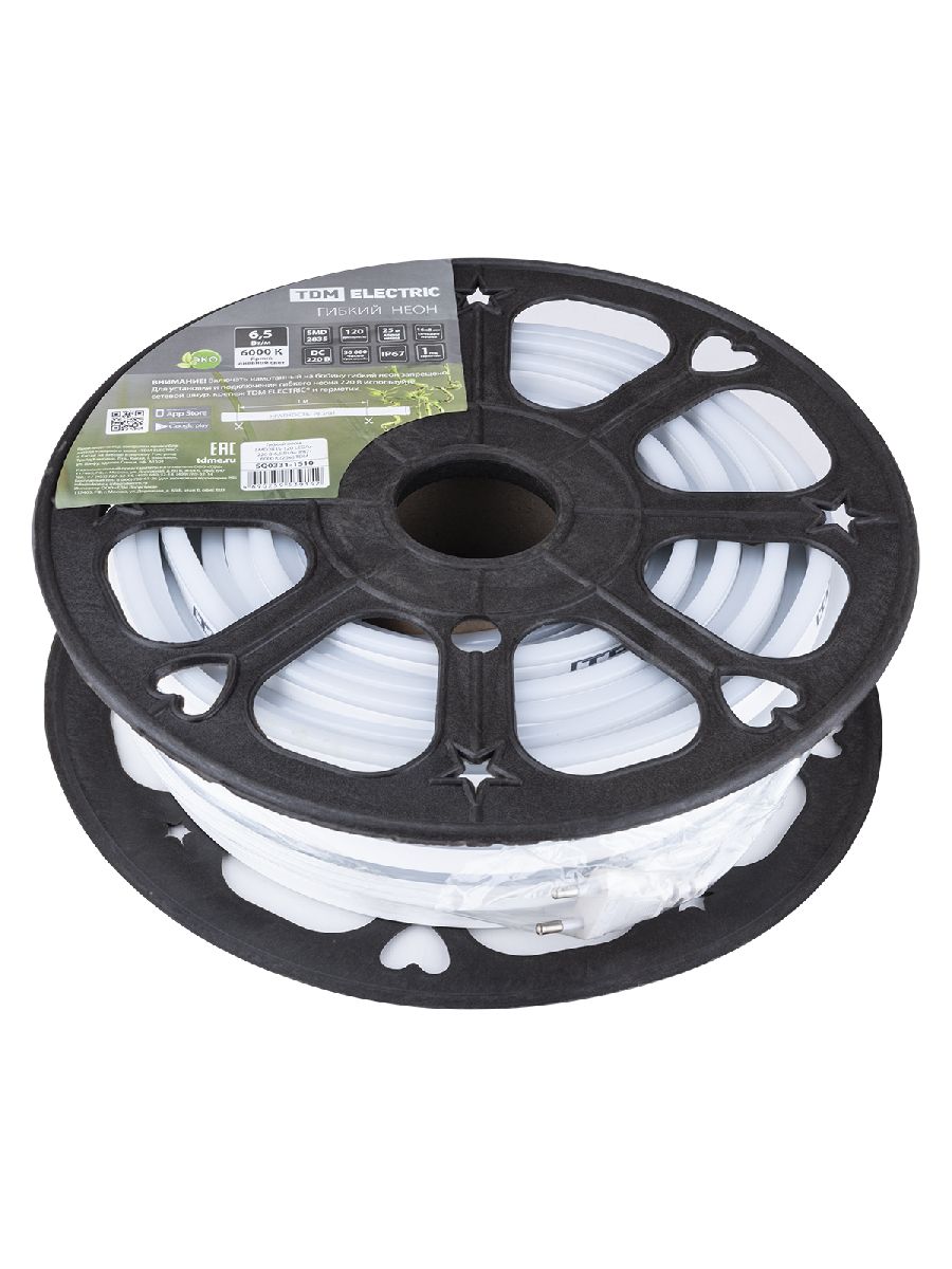 Гибкий неон TDM Electric 220В 2835 6,5Вт/м 6000K 25м SQ0331-1510
