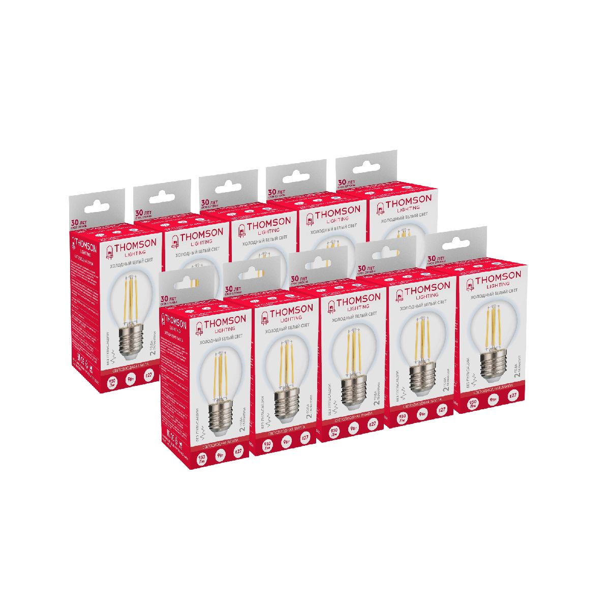 Лампа светодиодная Thomson Globe E27 9W 6500K шар TH-B2339