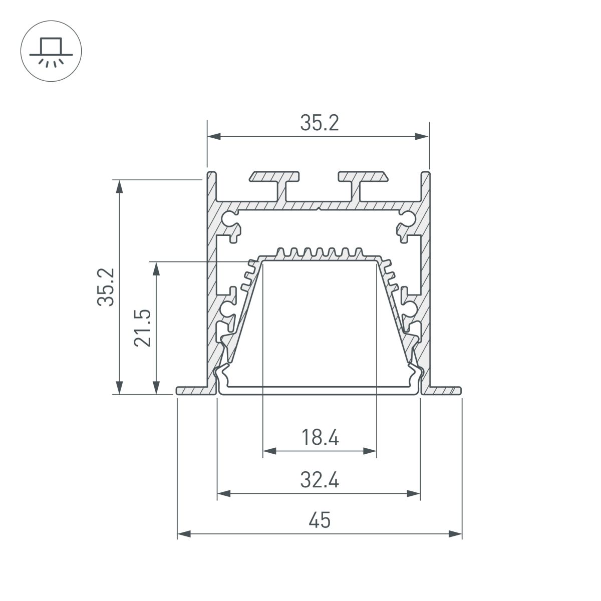 Профиль Arlight LINIA45-F-TRAY-3000 BLACK (Алюминий) 062242