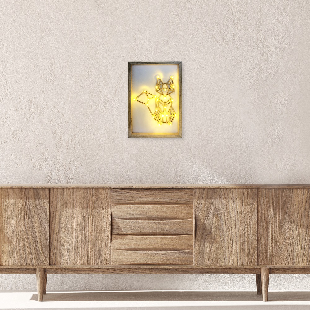 Светодиодный ночник Apeyron Лиса теплый белый 2хАА МДФ 12-179