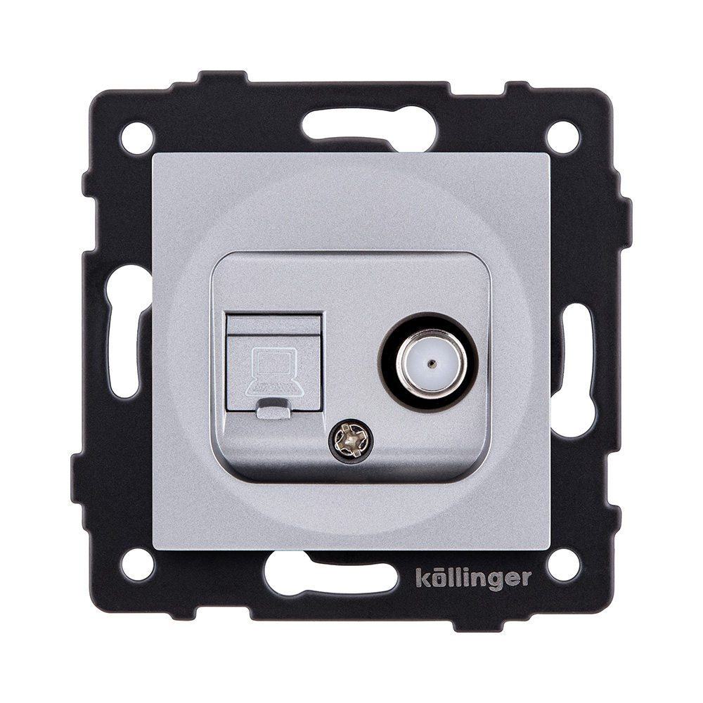 Розетка двойная спутниковая SAT + RJ45 Cat.6, серый Kollinger REA-014GY для Aspekt, Eleganz, Reflex