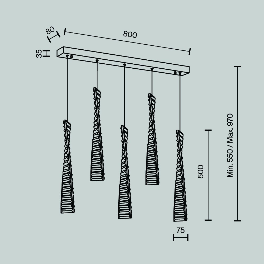 Подвесной светильник хрустальный Modestyle MS.88910.5 CR