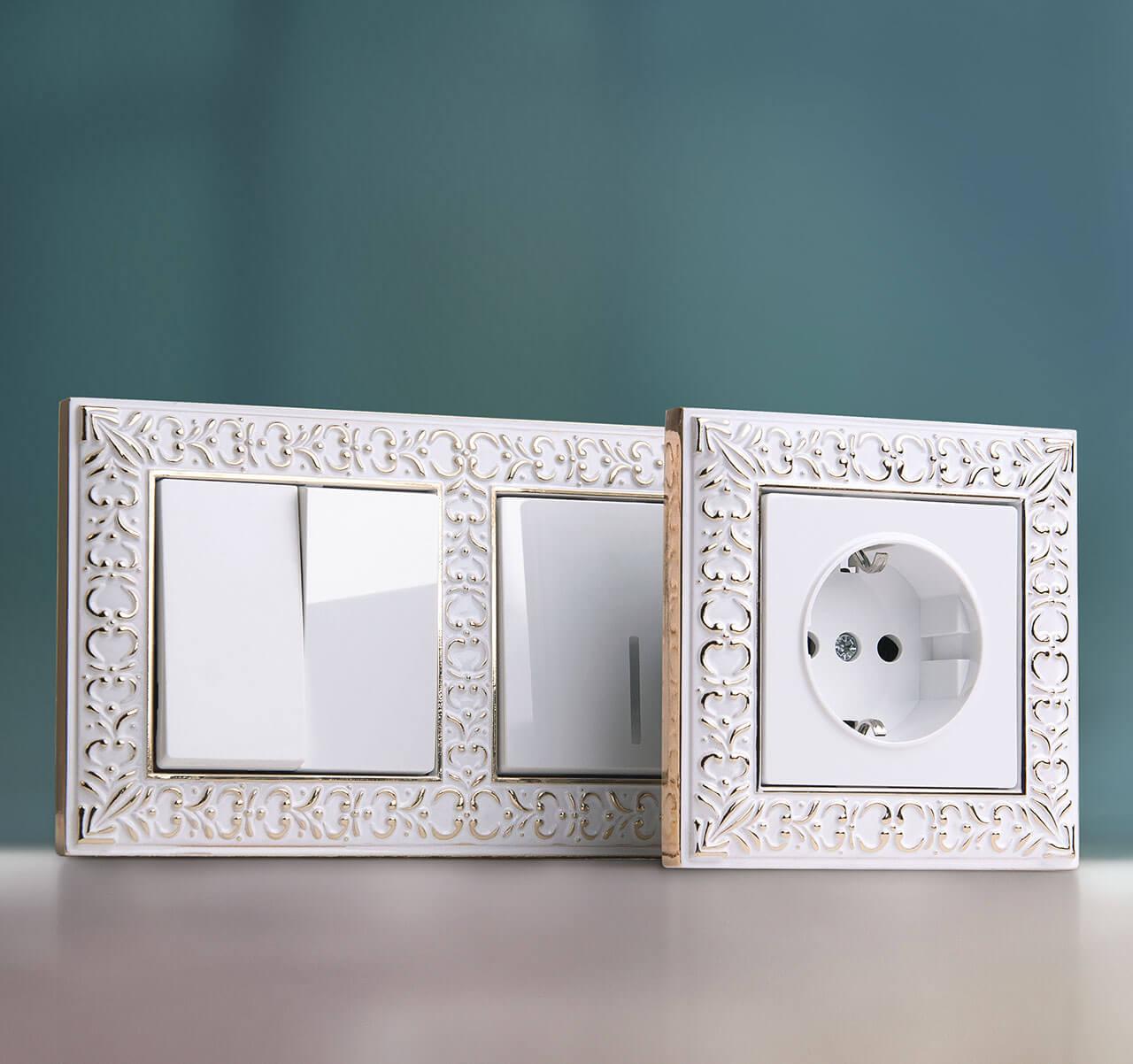 Рамка Werkel Antik на 2 поста белое золото WL07-Frame-01 4690389099182