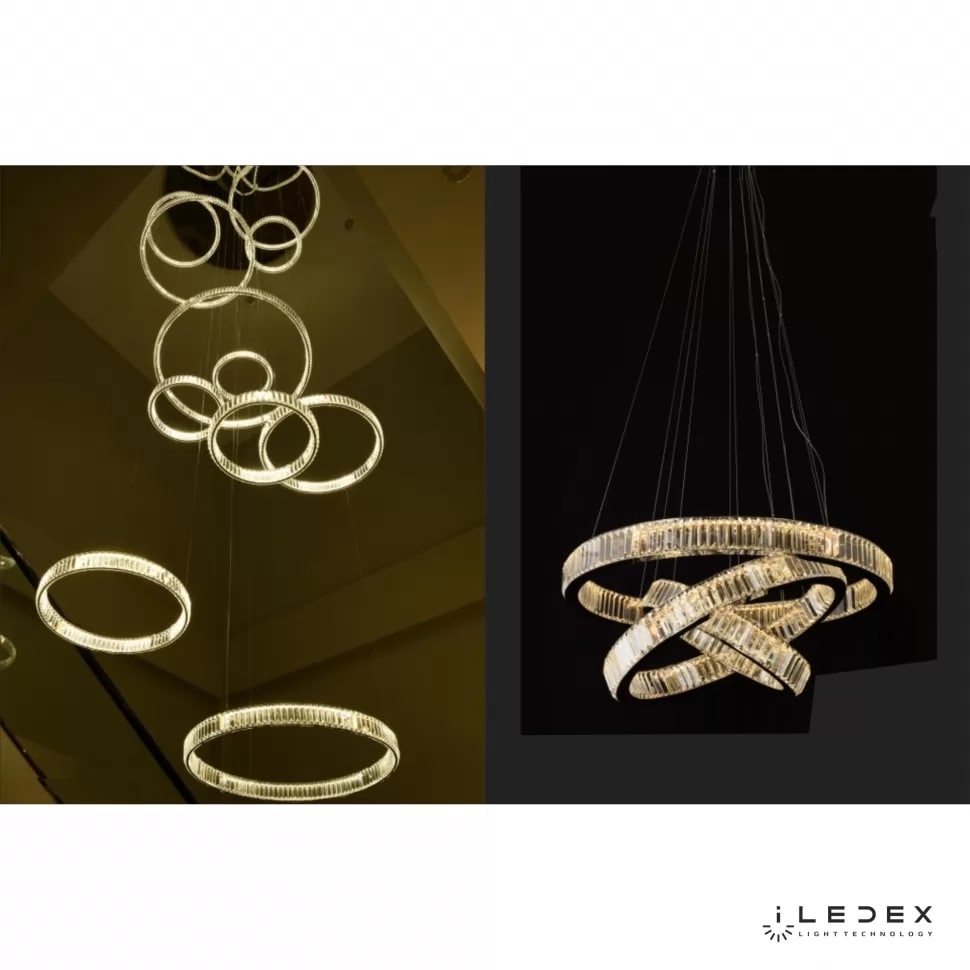 Подвесная люстра iLedex Woodstock 10920P/3-70W-3000K (8/6/4) GL-CL