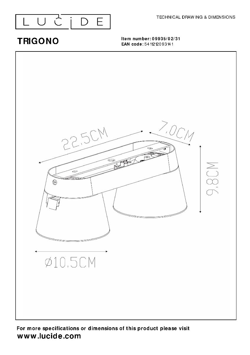 Накладной спот Lucide Trigono 09935/02/31