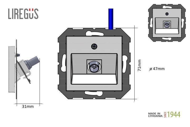 Розетка ТВ проходная Liregus Retro 29-227