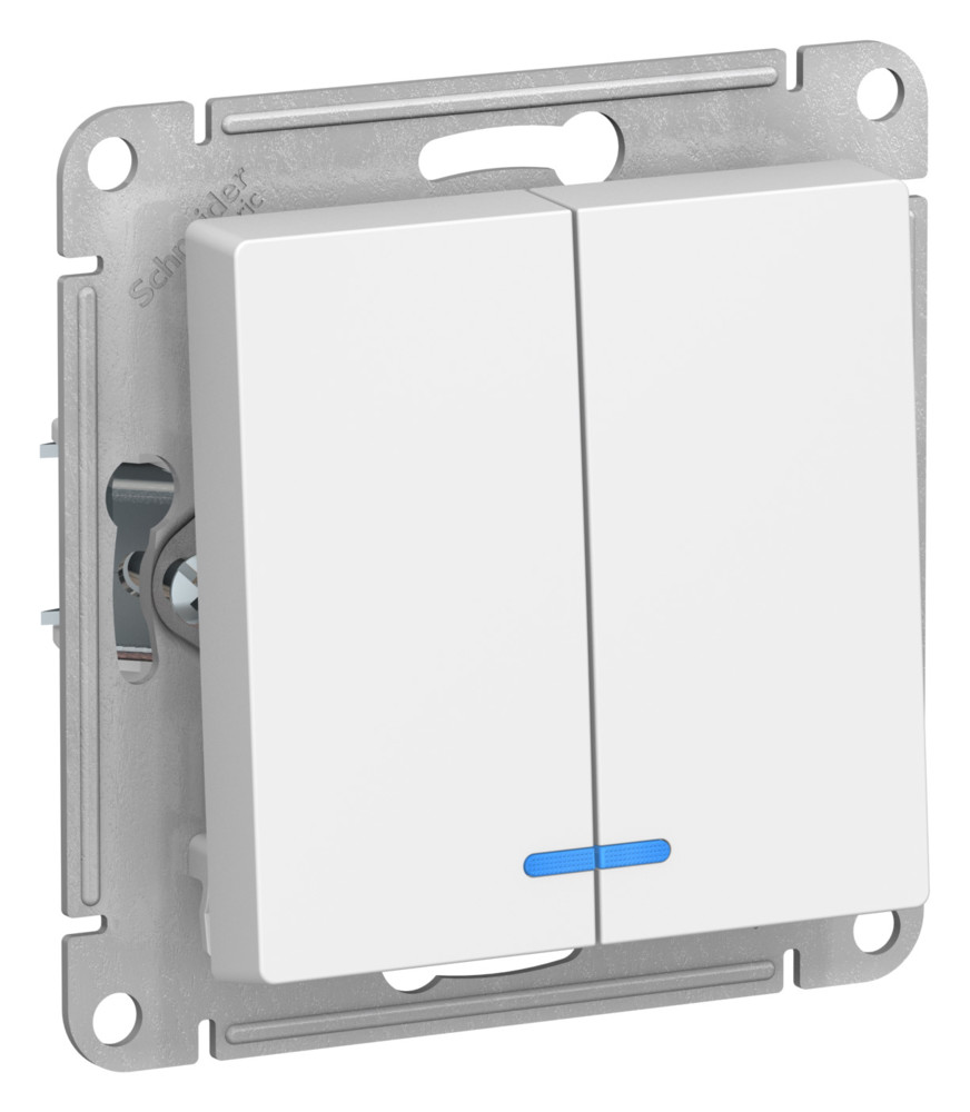 Выключатель 2-клавишный с подсветкой, сх.5а, 10АХ, механизм Systeme Electric AtlasDesign Лотос ATN001353