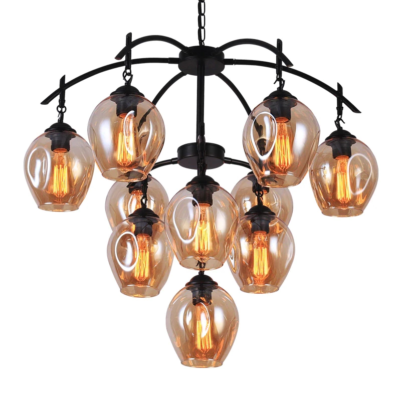 Подвесная люстра Elvan LU-174/10-E27-Bl+Amb